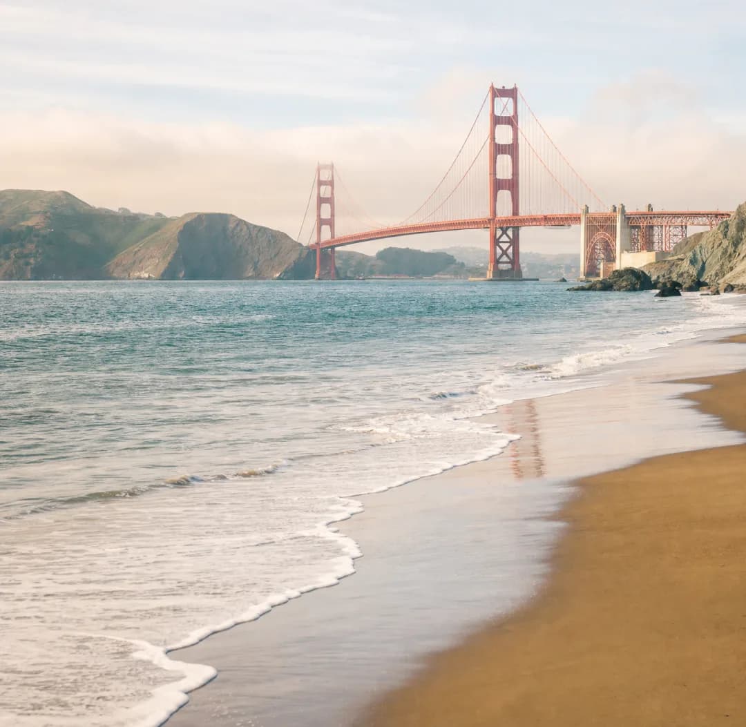 The Golden Gate Bridge, with a phone on a call that shows your own number
