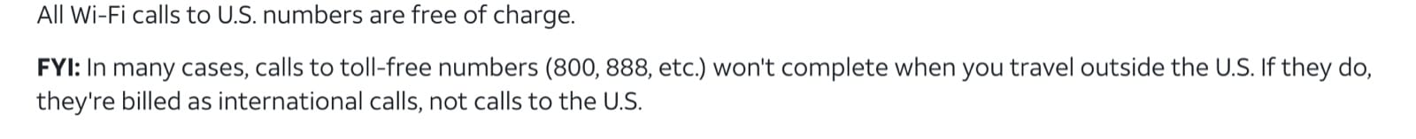 AT&T support page: in many cases, calls to toll-free numbers (800, 888, etc.) won't complete when you travel outside the U.S., and if they do they're billed as international calls.